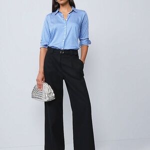 LOFT Ann Black Boot Cut Belted Pants Size 2
